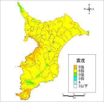 南関東直下地震の震度分布図