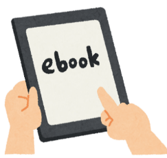 タブレット端末で電子書籍を読むイラスト
